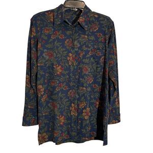 Vintage 80’s Floral Flannel Button Up Shirt NEW Petite Medium Capacity Petites